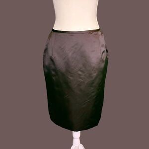 NWT Rafael Cennamo 100% Silk Black Pencil Skirt Size 8